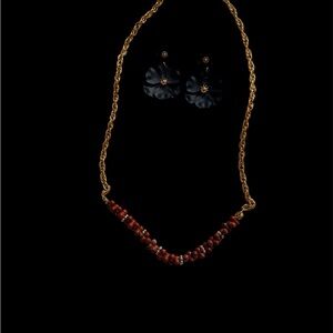 Chic Gold and Brown Necklace Set handmade